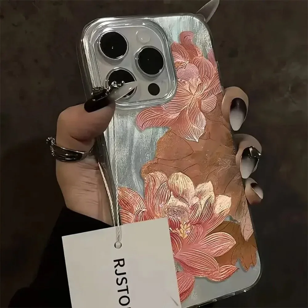 Apple iPhone 16 Pro/Max Elegant Metallic Floral phone case
